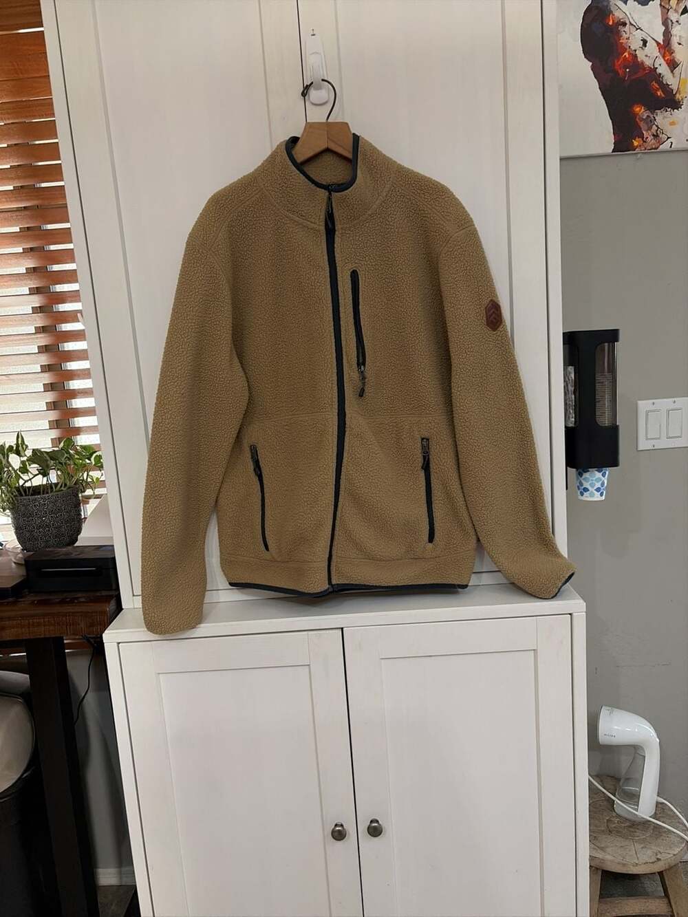 Free Country Men's Highland Sherpa Fleece Full Zip Jacket Camel Size Small